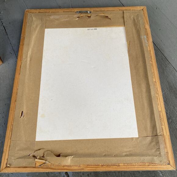 Vintage 1995 BULL RIDING PICTURE RODEO COWBOY CAROLYN CHENEY FRAMED PRINT 13x16” - Picture 4 of 5